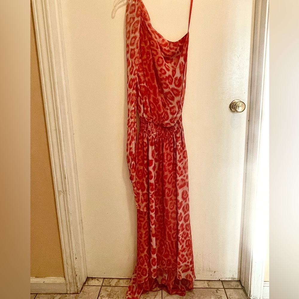 Single Coral Leopard Print Maxi Dress
